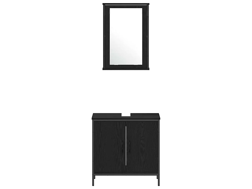Set di mobili da bagno con mensola 4 pezzi nero