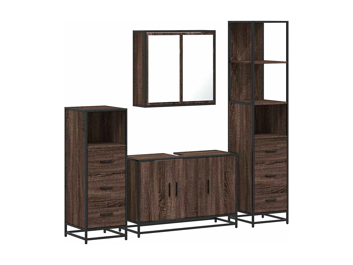 Ensemble de meubles de salle de bain 4 pcs chêne marron