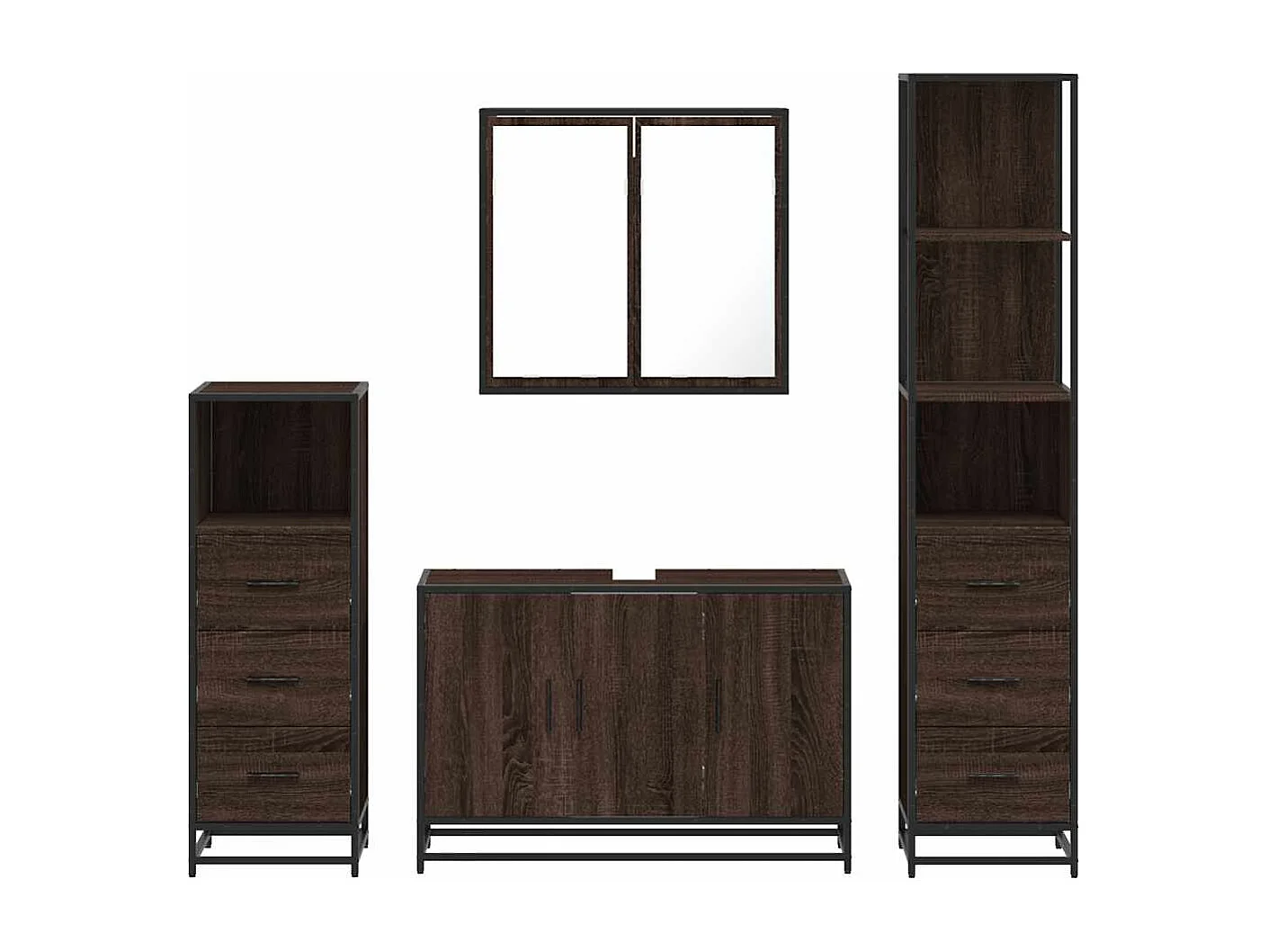 Ensemble de meubles de salle de bain 4 pcs chêne marron