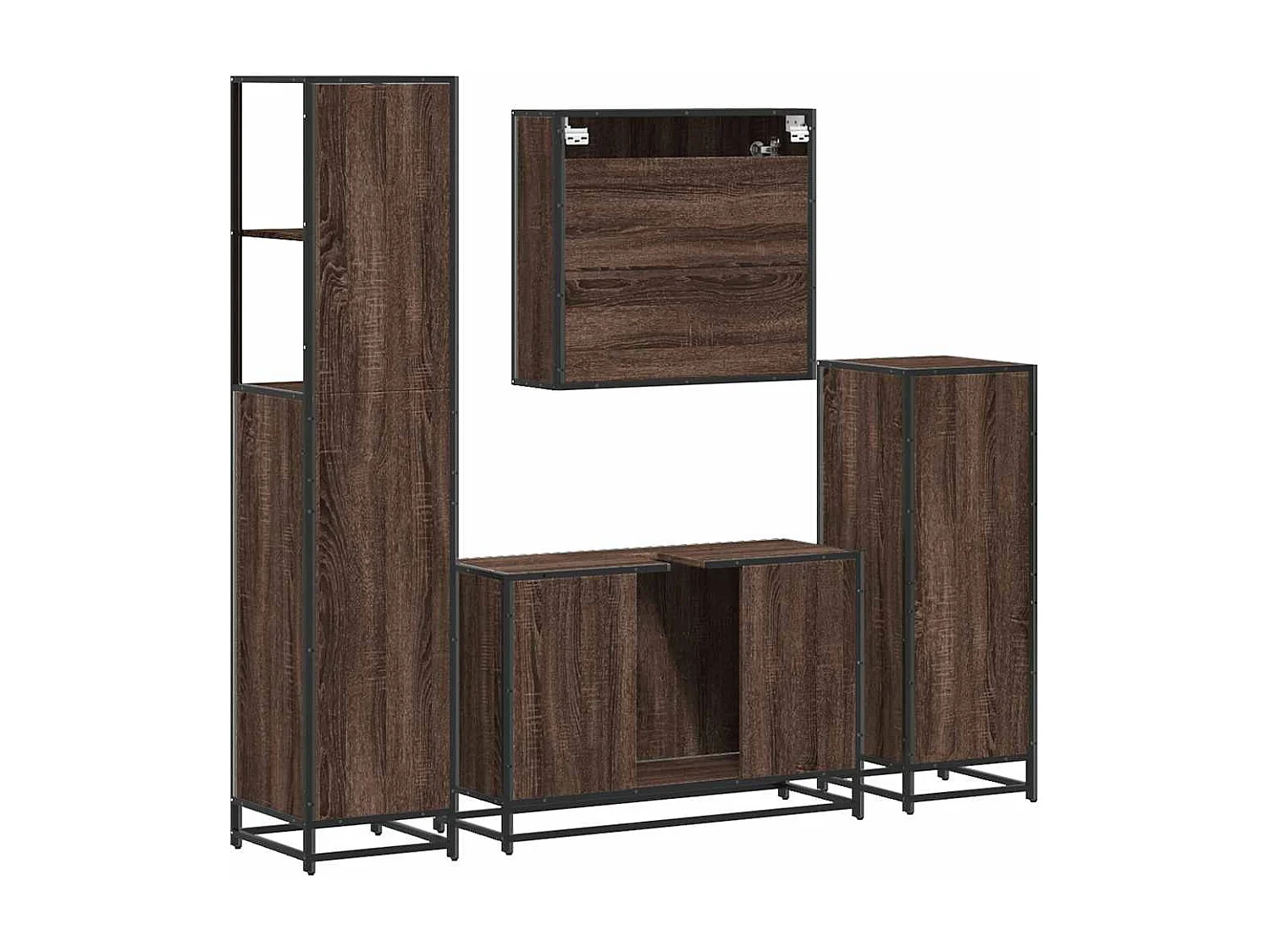 Ensemble de meubles de salle de bain 4 pcs chêne marron