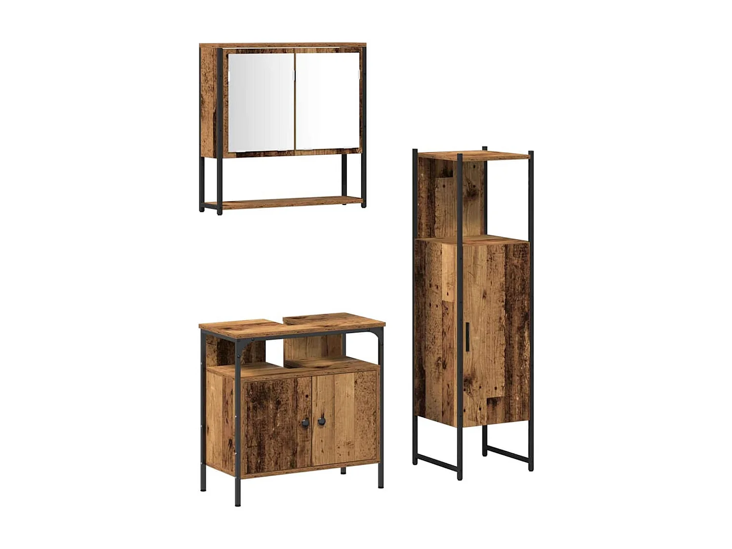 Ensemble de mobilier de salle de bain avec porte 3 pcs Marron