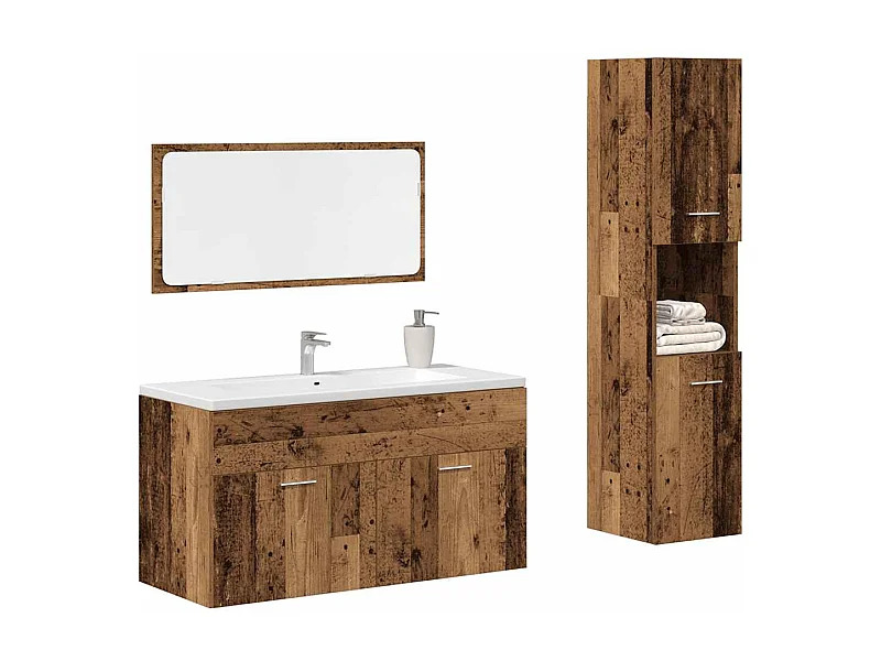 Ensemble de meubles salle de bain 3 pcs bois d'ingénierie