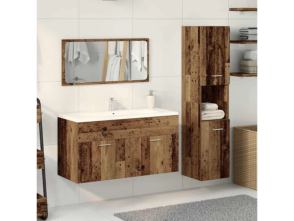Ensemble de meubles salle de bain 3 pcs bois d'ingénierie