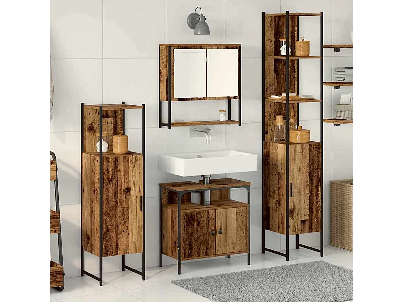 Ensemble de mobilier de salle de bain 4 pcs Bois ancien