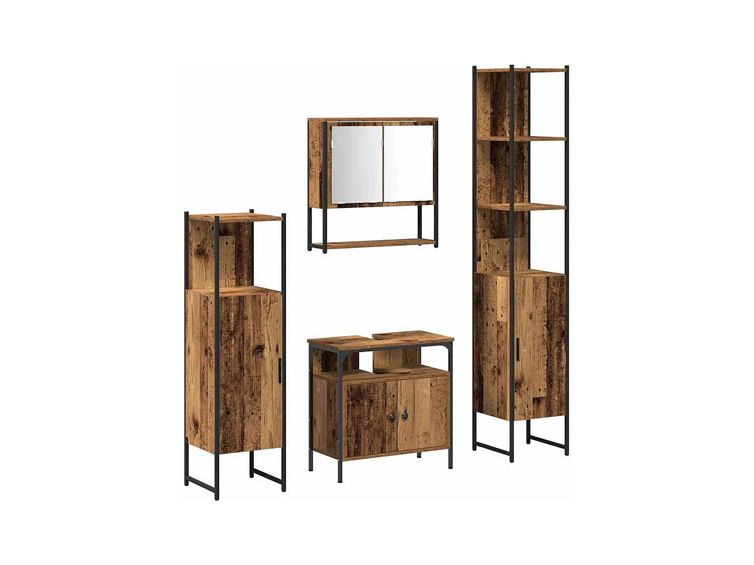 Ensemble de mobilier de salle de bain 4 pcs Bois ancien