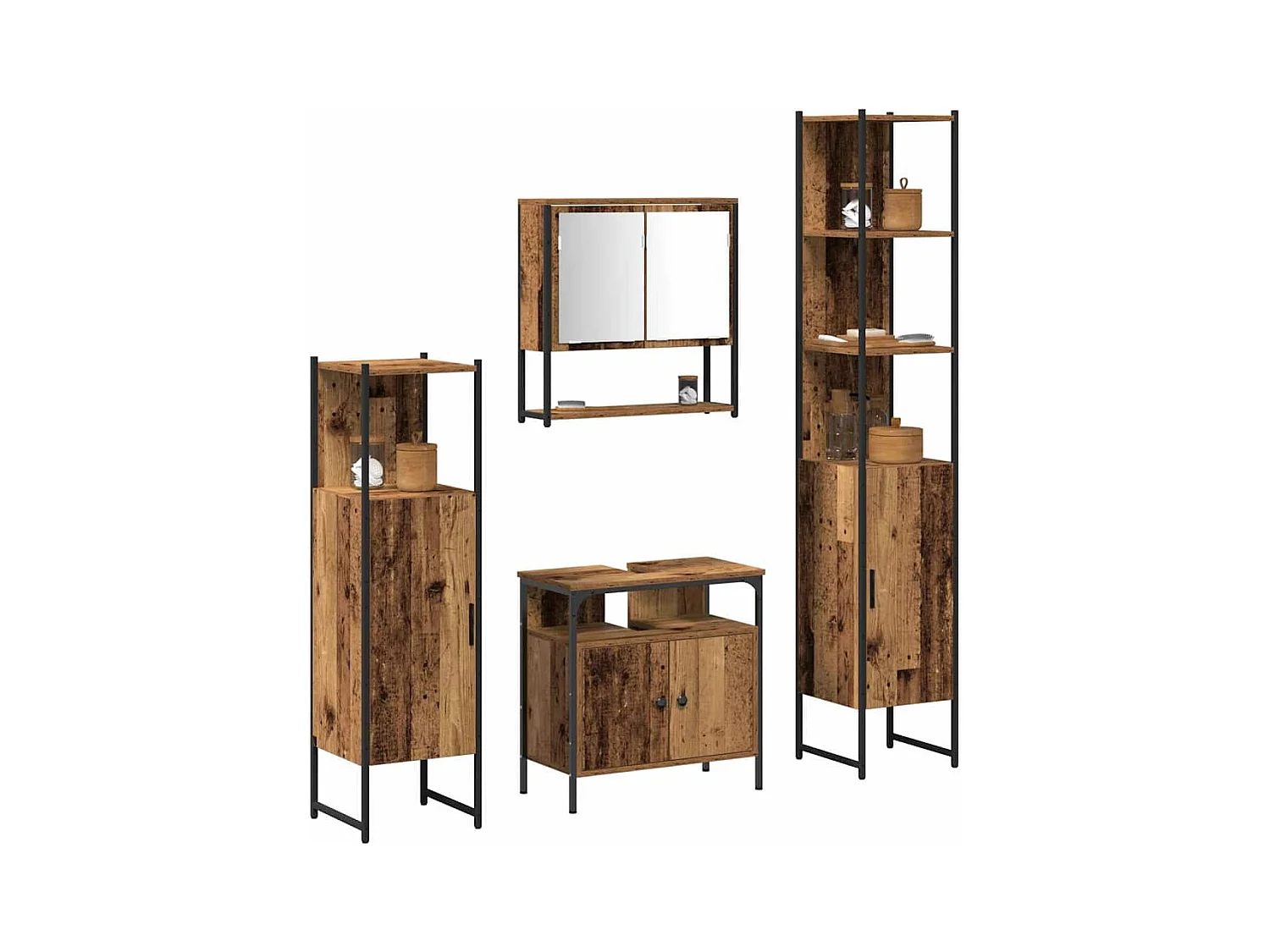 Ensemble de mobilier de salle de bain 4 pcs Bois ancien