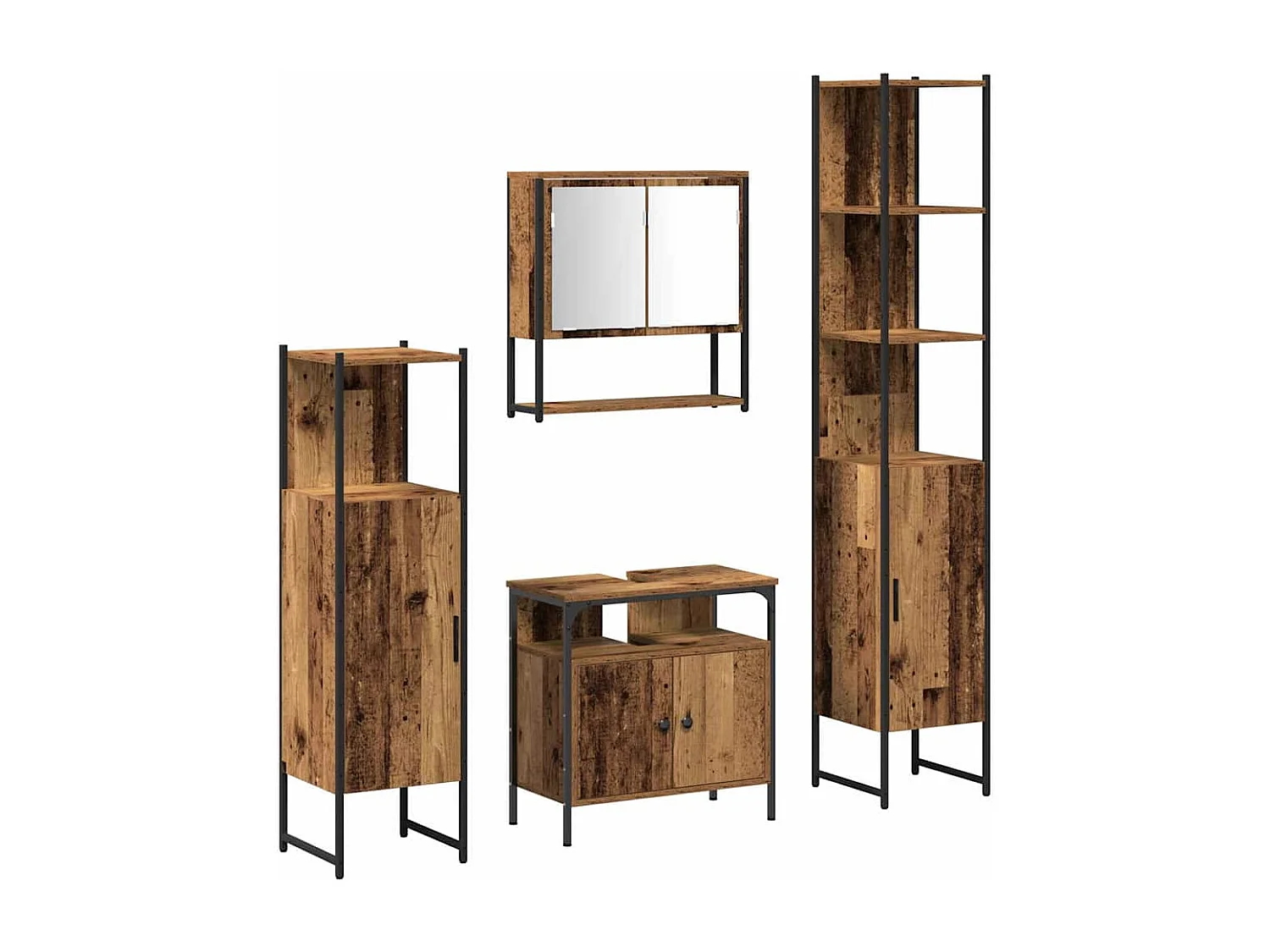 Ensemble de mobilier de salle de bain 4 pcs Bois ancien