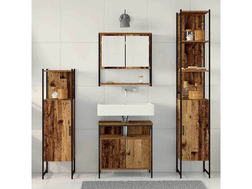 Ensemble de mobilier de salle de bain 4 pcs Bois ancien