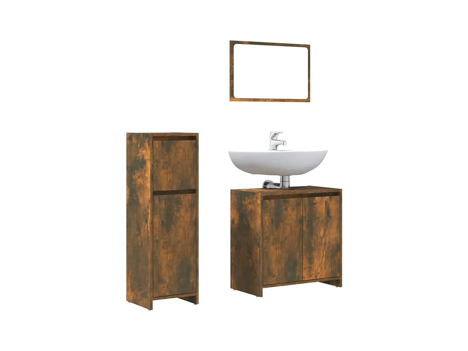 Ensemble de meubles de salle de bain 3 pcs Chêne fumé