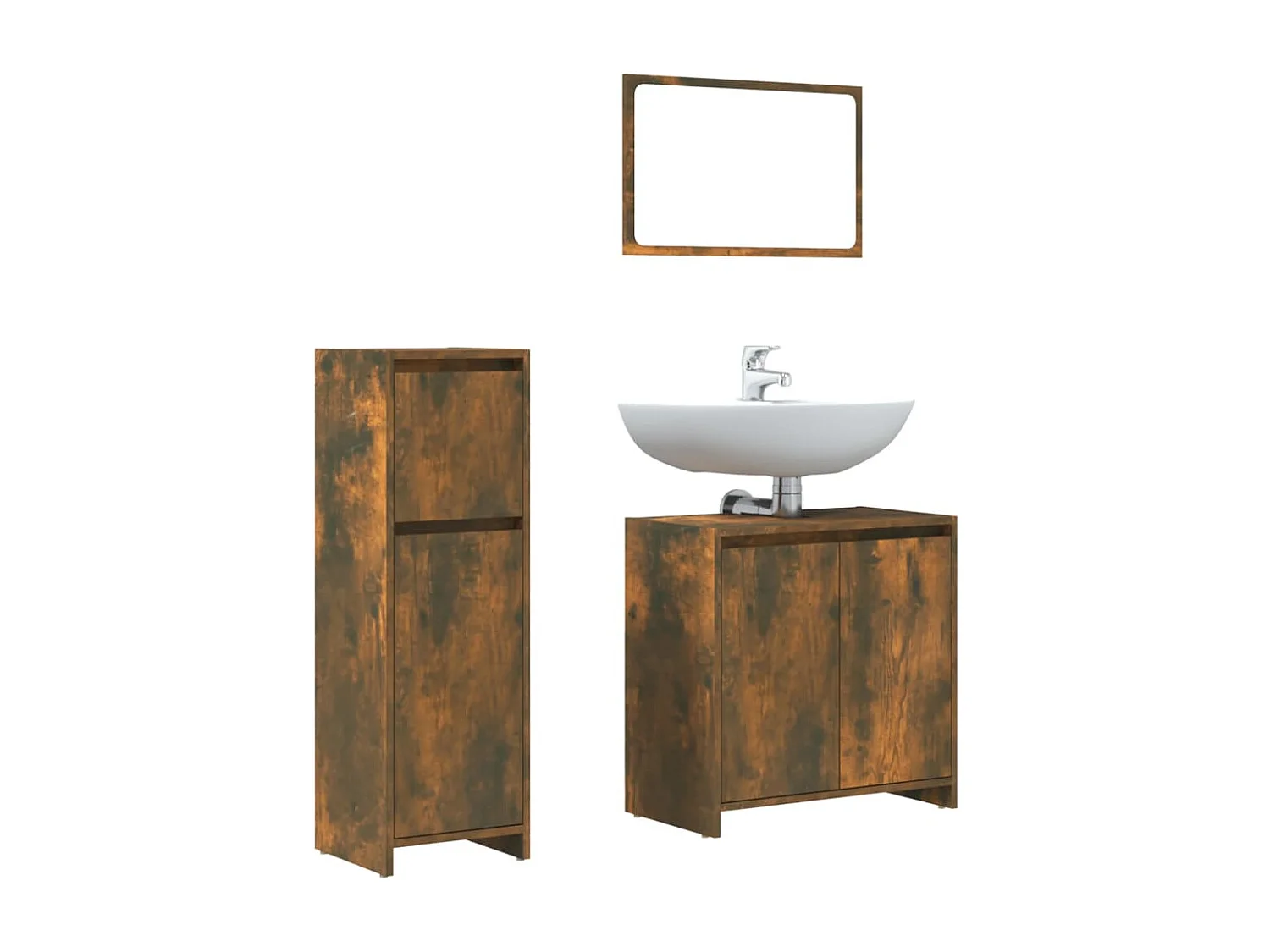 Ensemble de meubles de salle de bain 3 pcs Chêne fumé