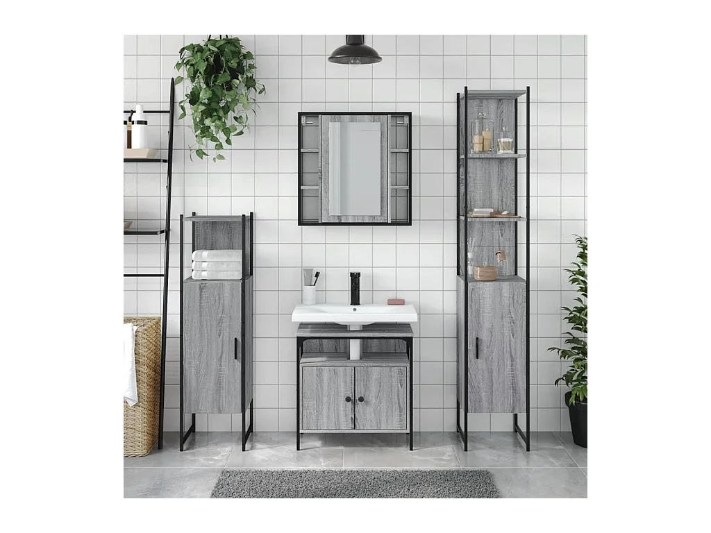 Sonoma Gray 4-delige badkamerkastset