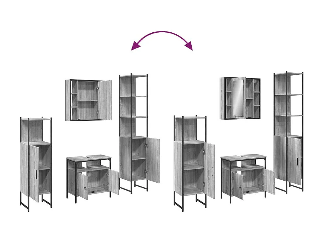 Sonoma Gray 4-delige badkamerkastset