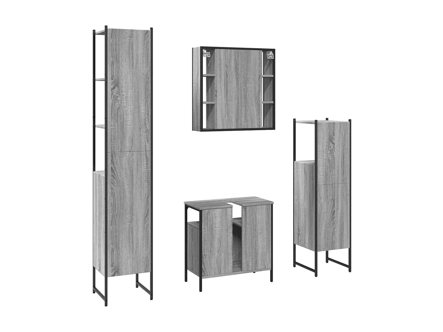 Ensemble d'armoires de salle de bain 4 pcs sonoma gris