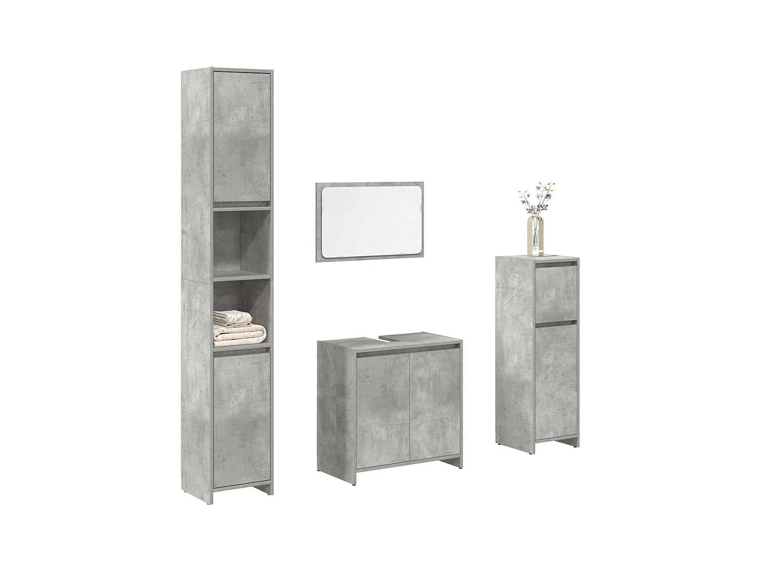 4-delige badkamermeubelset betongrijs