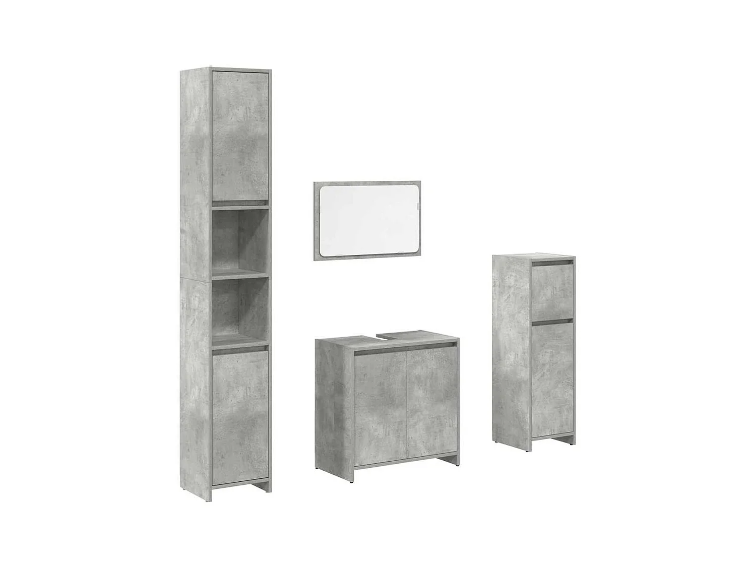 4-delige badkamermeubelset betongrijs