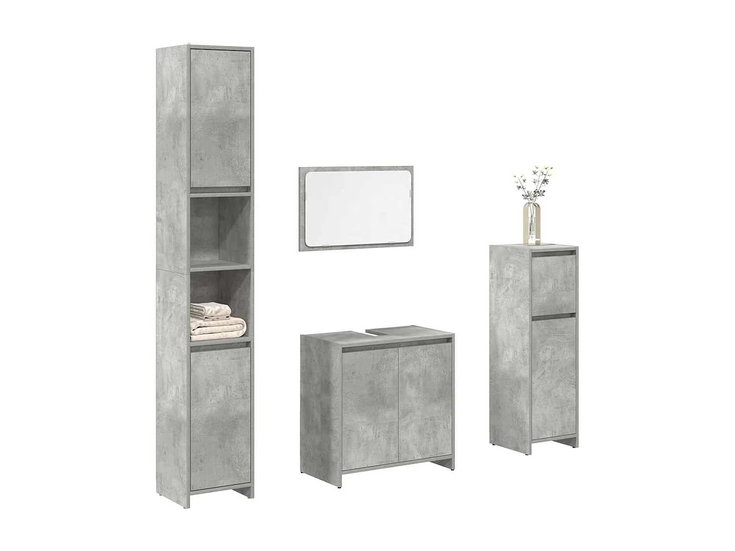 Conjunto de muebles de baño de 4 piezas gris hormigón