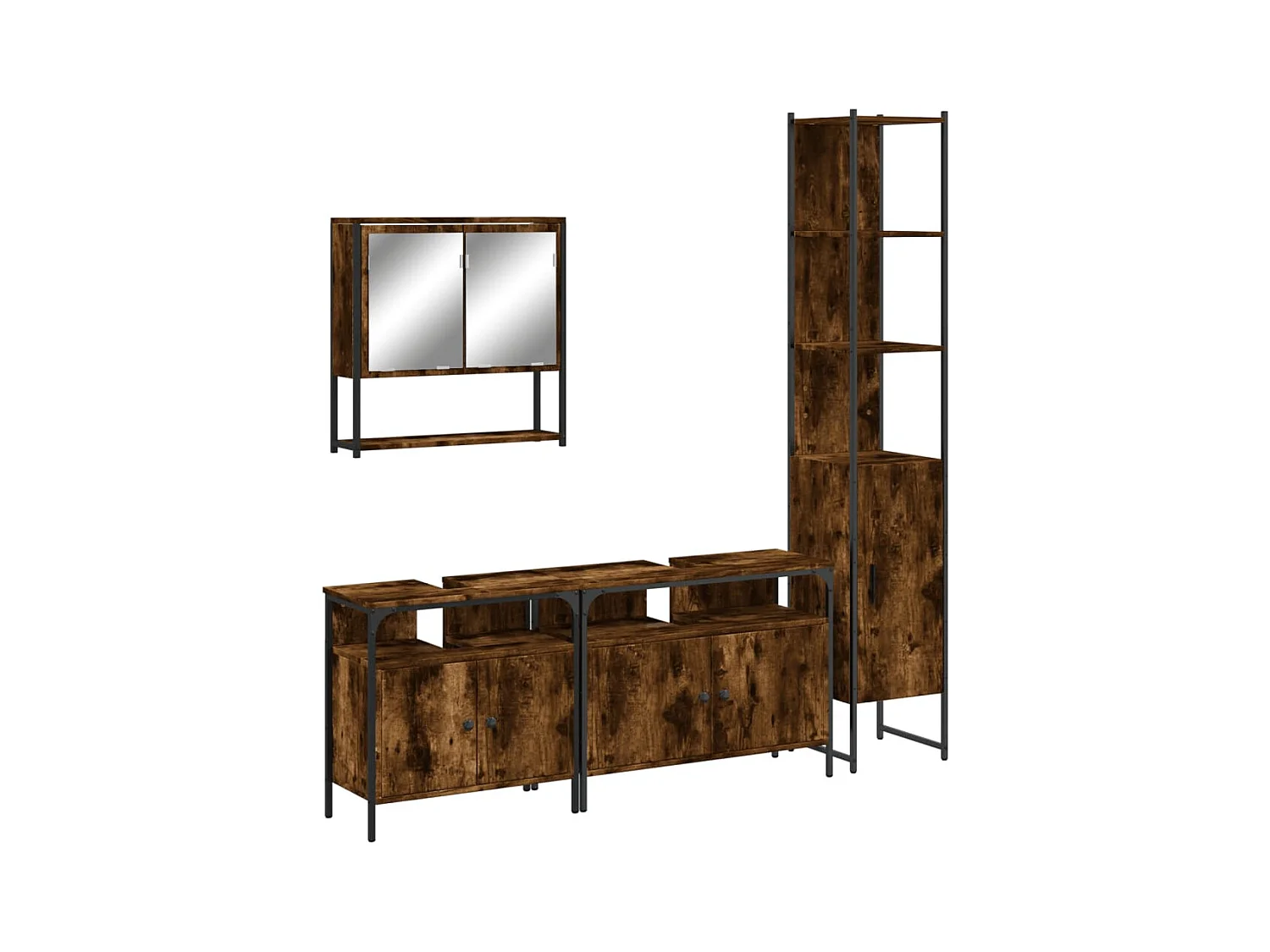 Ensemble de meubles de salle de bain 4 pcs Chêne fumé Bois