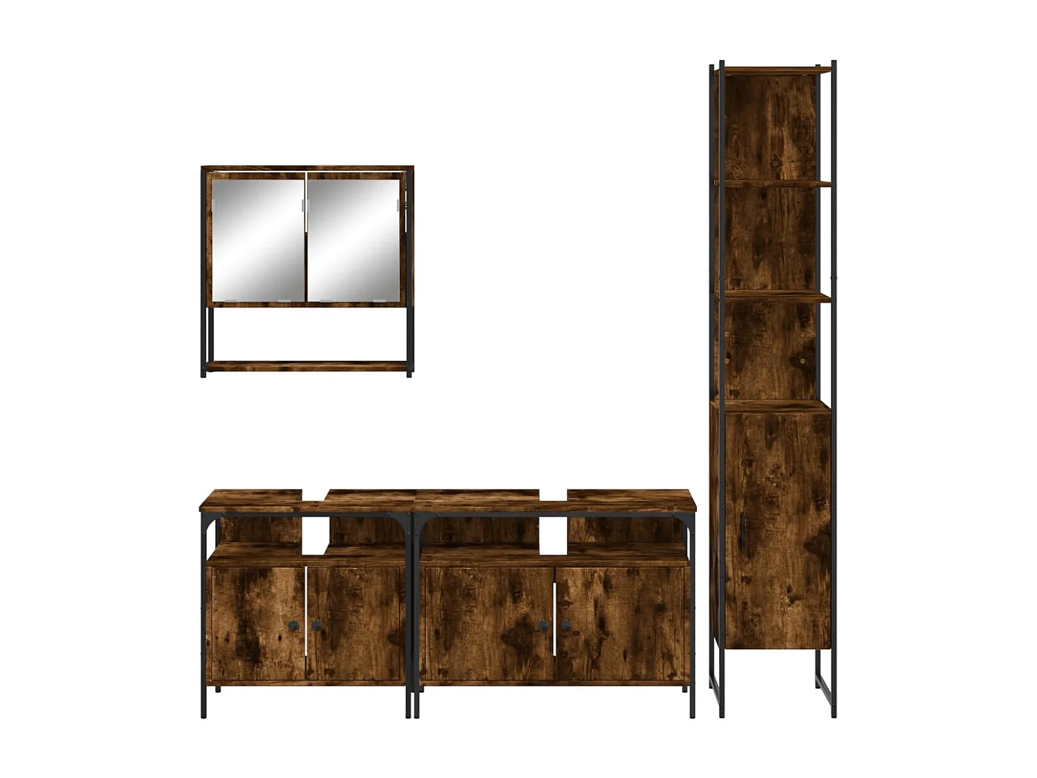 Ensemble de meubles de salle de bain 4 pcs Chêne fumé Bois