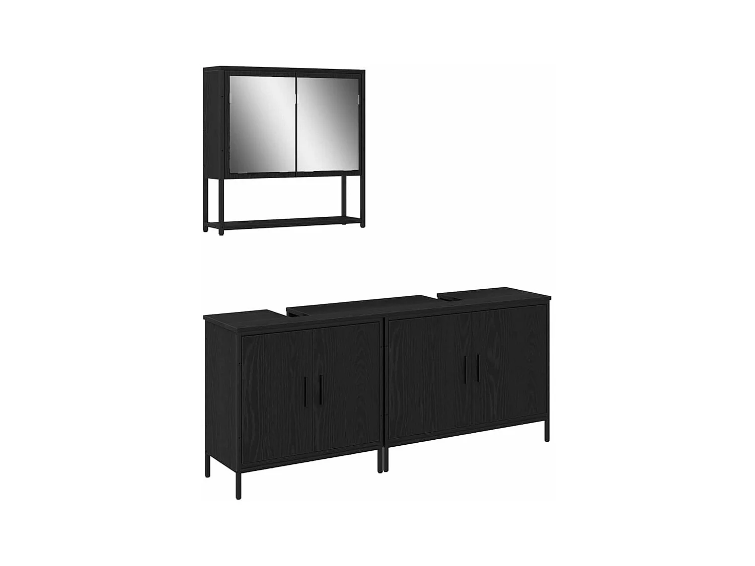 Ensemble de mobilier de salle de bain avec stockage 3 pcs Noir