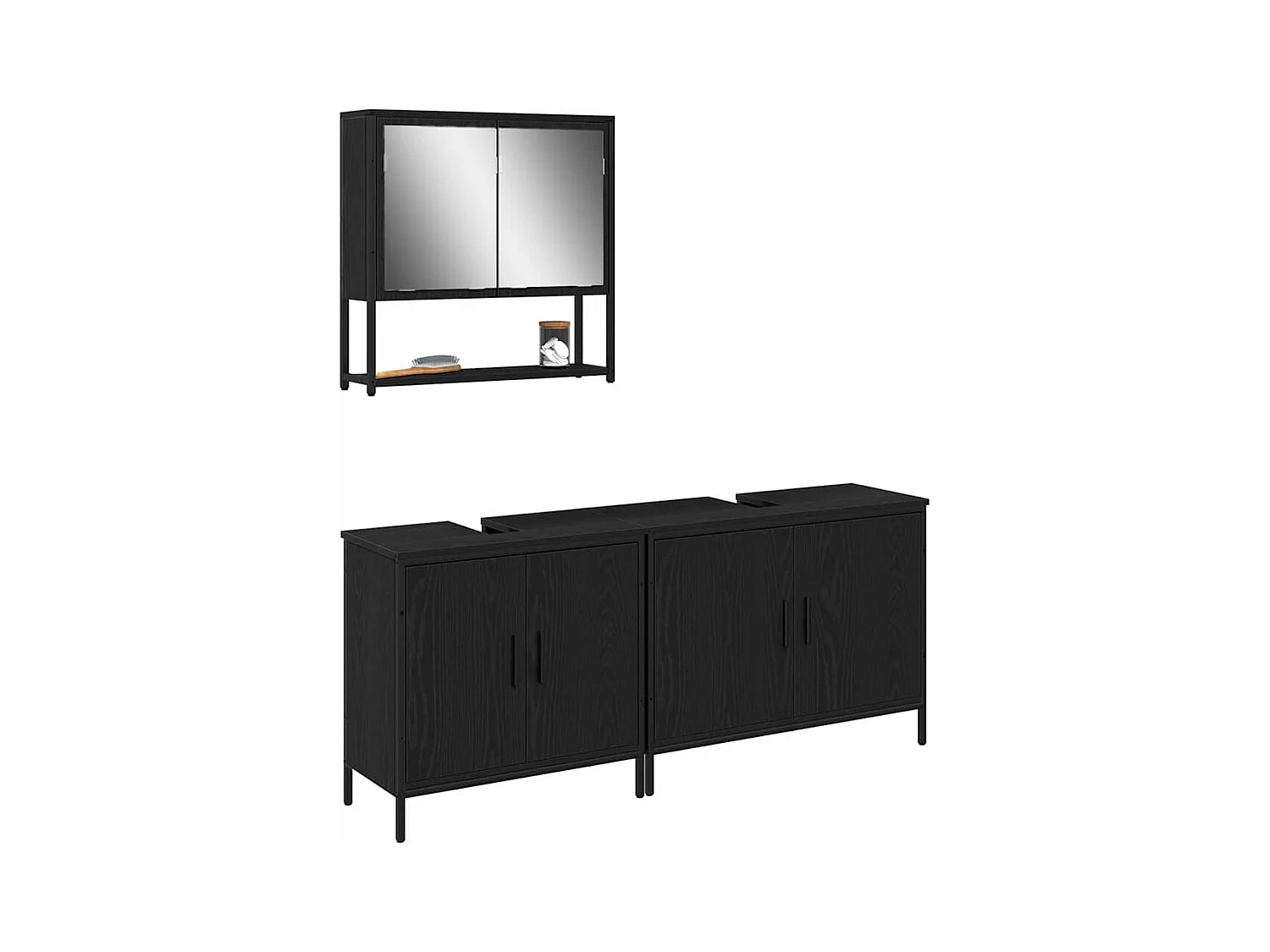 Ensemble de mobilier de salle de bain avec stockage 3 pcs Noir