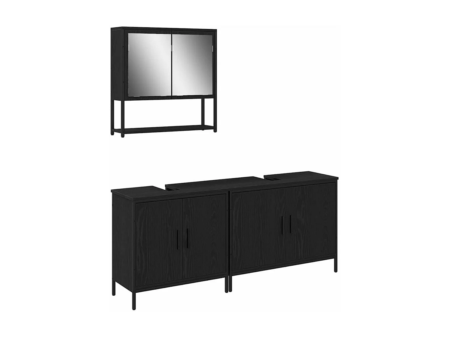 Ensemble de mobilier de salle de bain avec stockage 3 pcs Noir