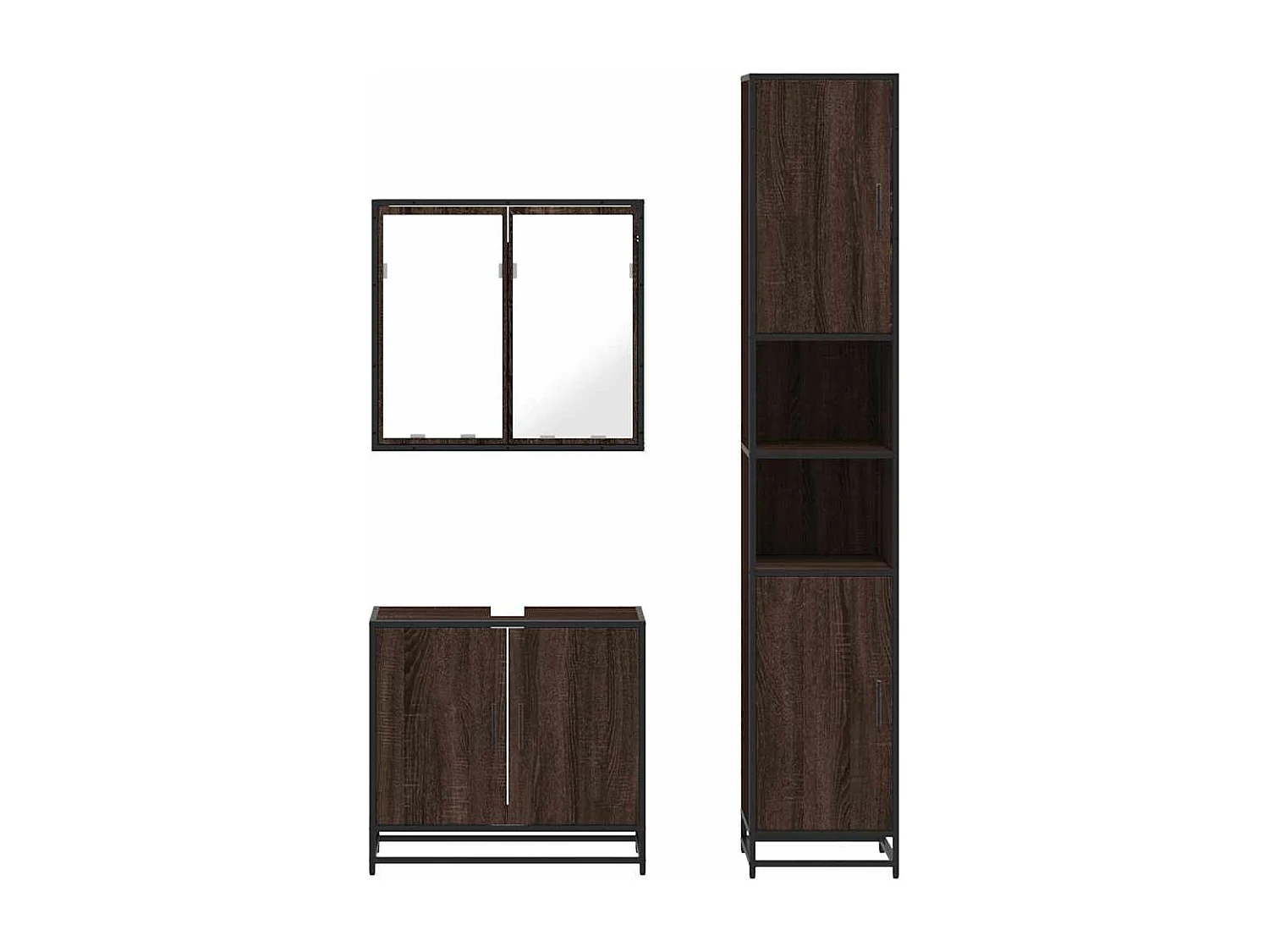 3-teiliges Badmöbel-Set Braune Eiche