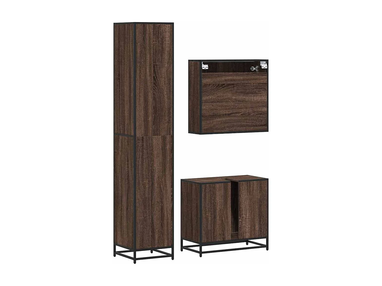 Ensemble de meubles de salle de bain 3 pcs Chêne marron