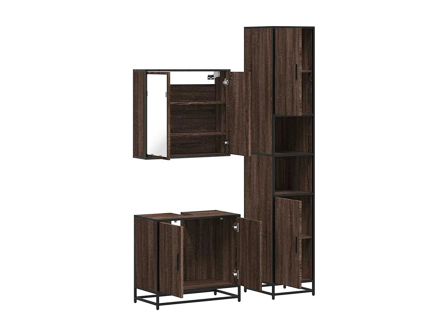 Ensemble de meubles de salle de bain 3 pcs Chêne marron