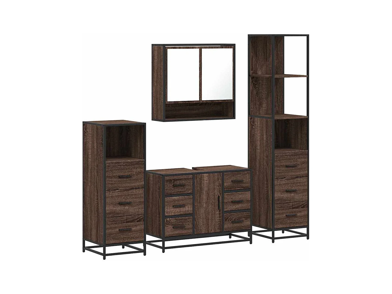 Ensemble de meubles de salle de bain 4 pcs chêne marron