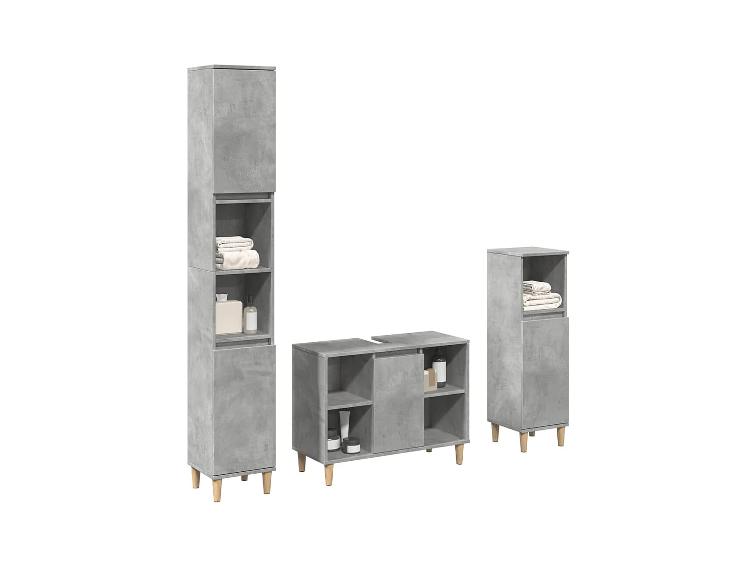 Ensemble de meubles de salle de bain 3 pcs gris béton