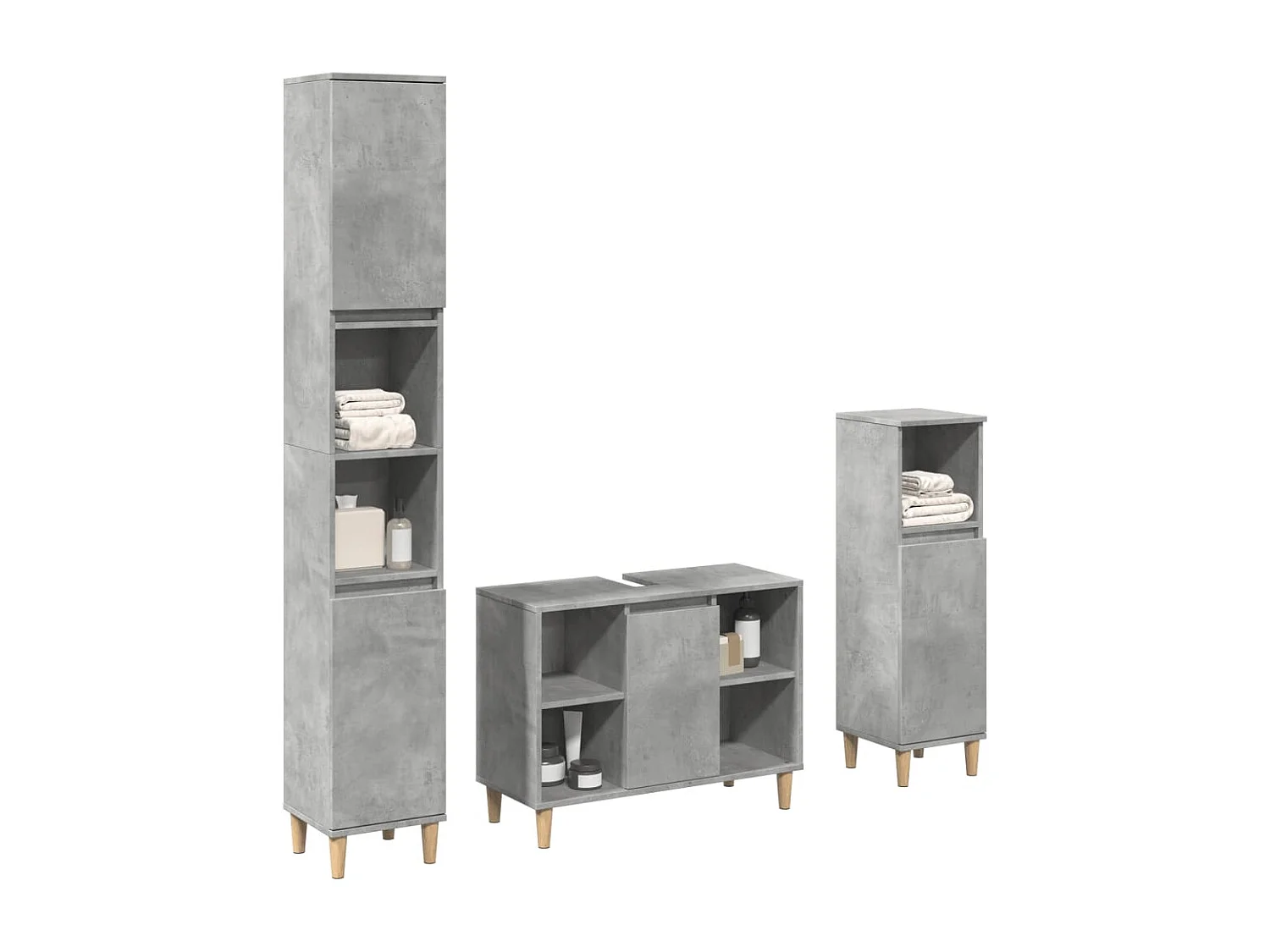 Ensemble de meubles de salle de bain 3 pcs gris béton