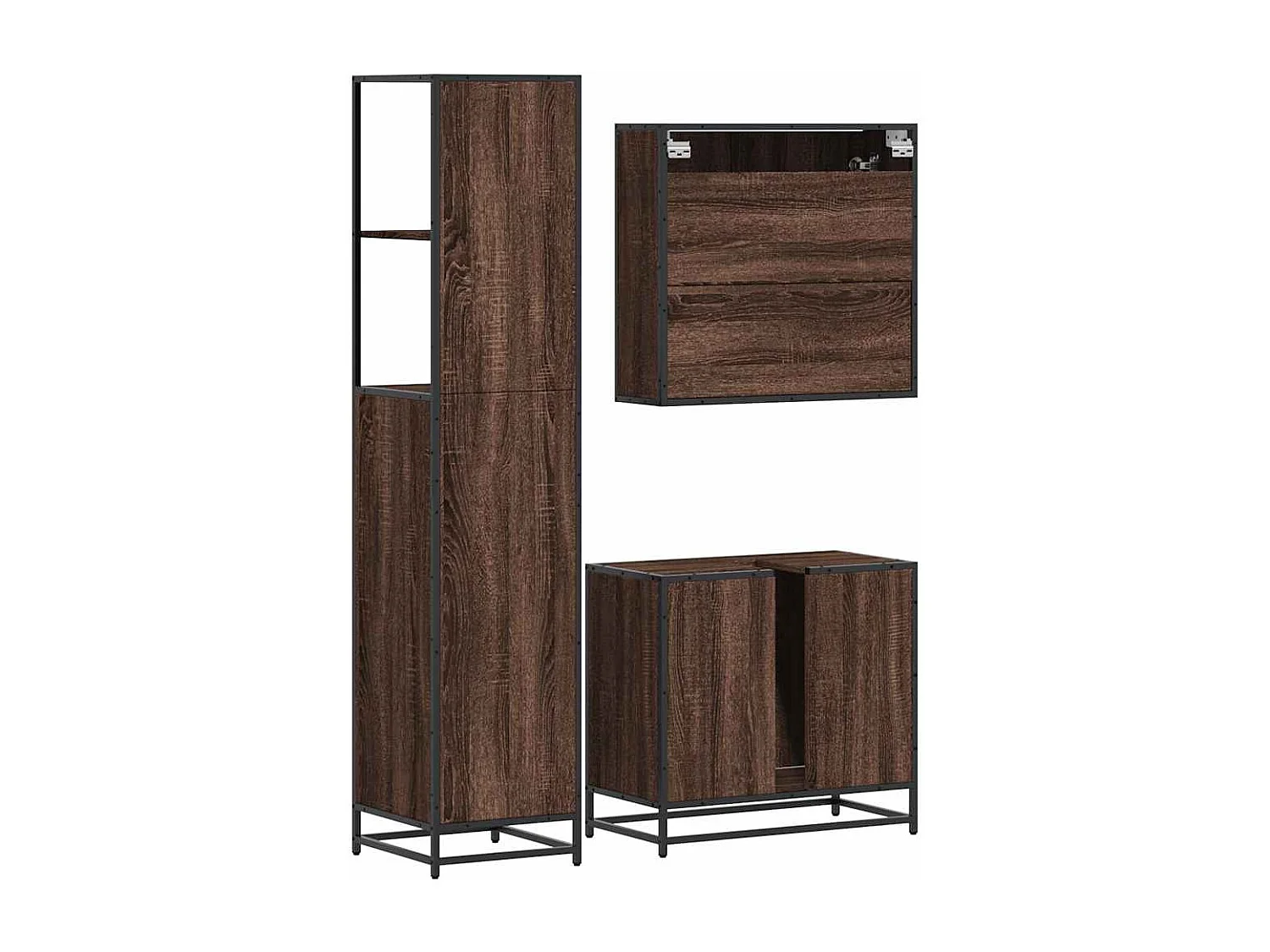 Ensemble de meubles de salle de bain 3 pcs Chêne marron