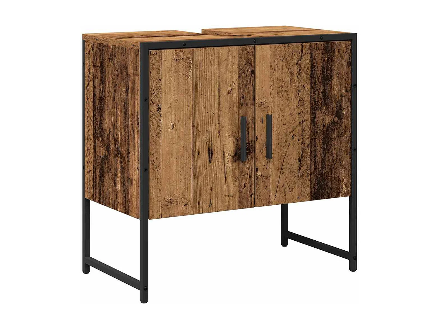 Ensemble de meuble de salle de bain 2 pièces en bois ancien et en bois d'ingénierie