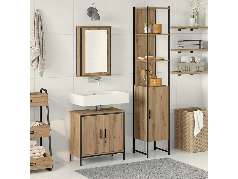 Set di mobili da bagno con mensola 3 pezzi marrone