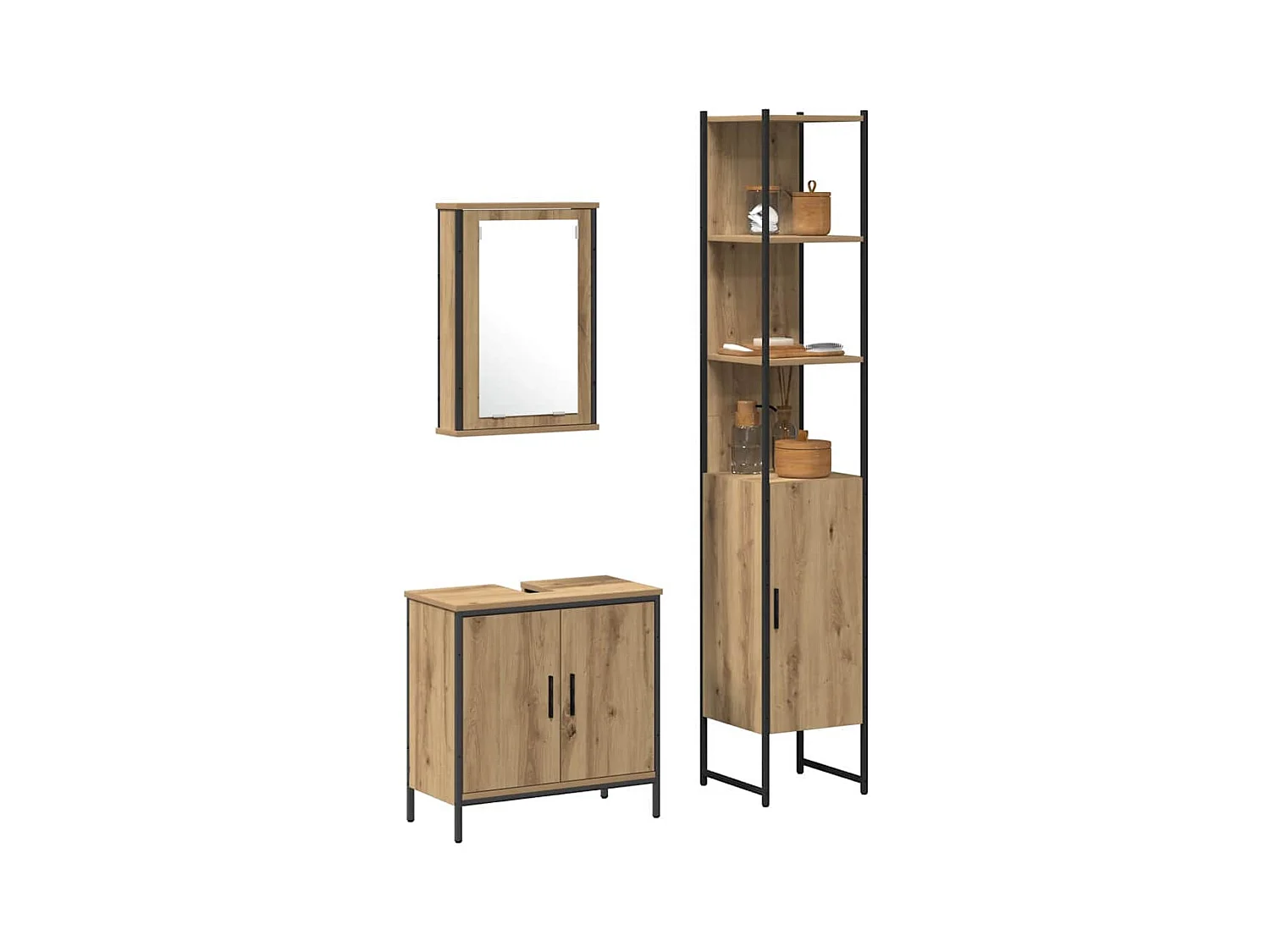 Set di mobili da bagno con mensola 3 pezzi marrone