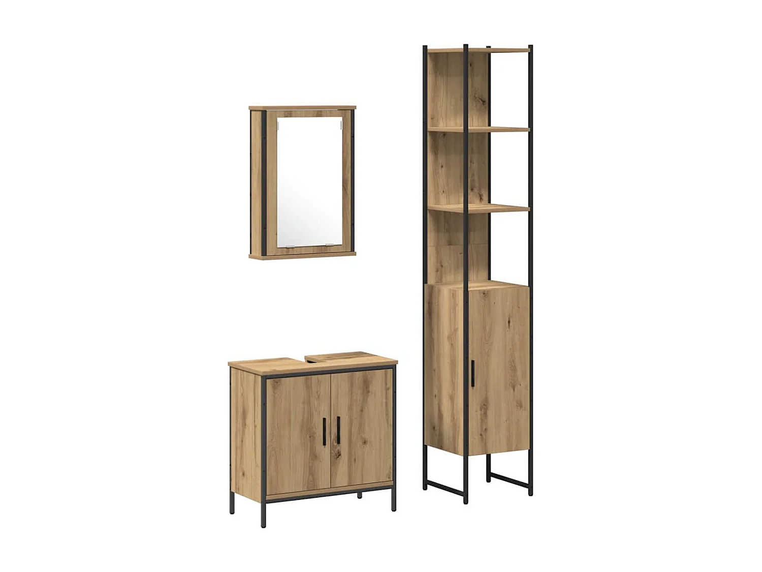Ensemble de mobilier de salle de bain avec étagère 3 pcs Marron
