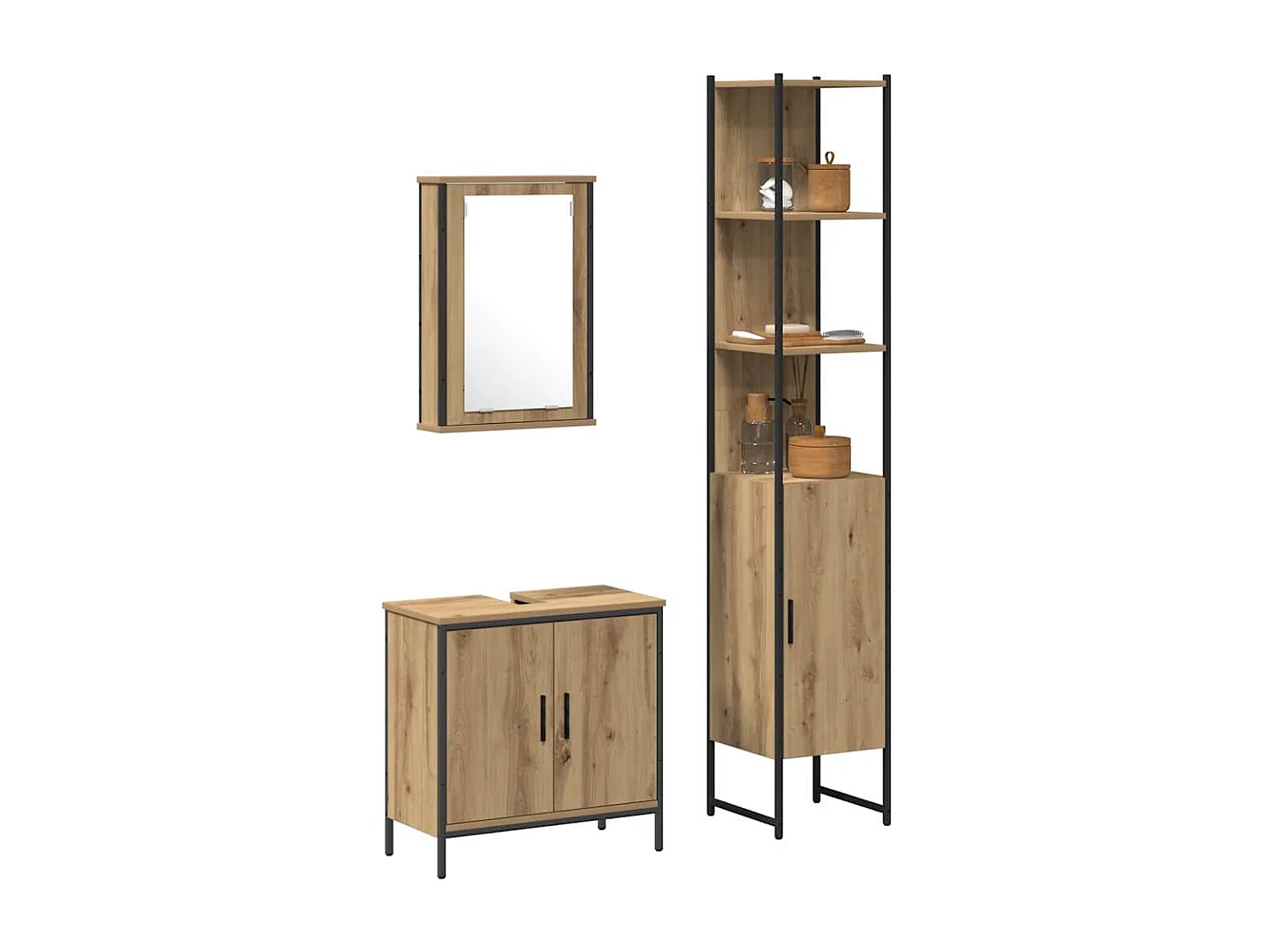 Ensemble de mobilier de salle de bain avec étagère 3 pcs Marron