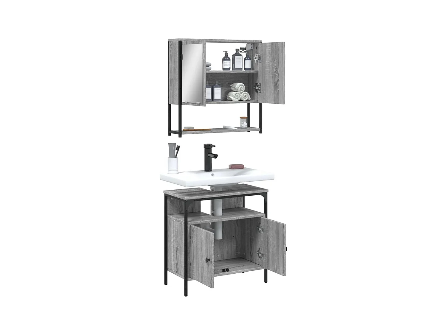 Set di mobili da bagno Sonoma Grey da 2 pezzi