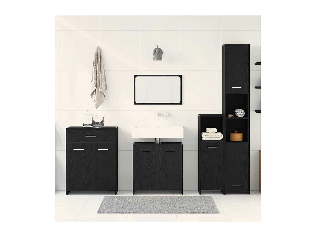 Set di mobili da bagno 4 pezzi Black Oak