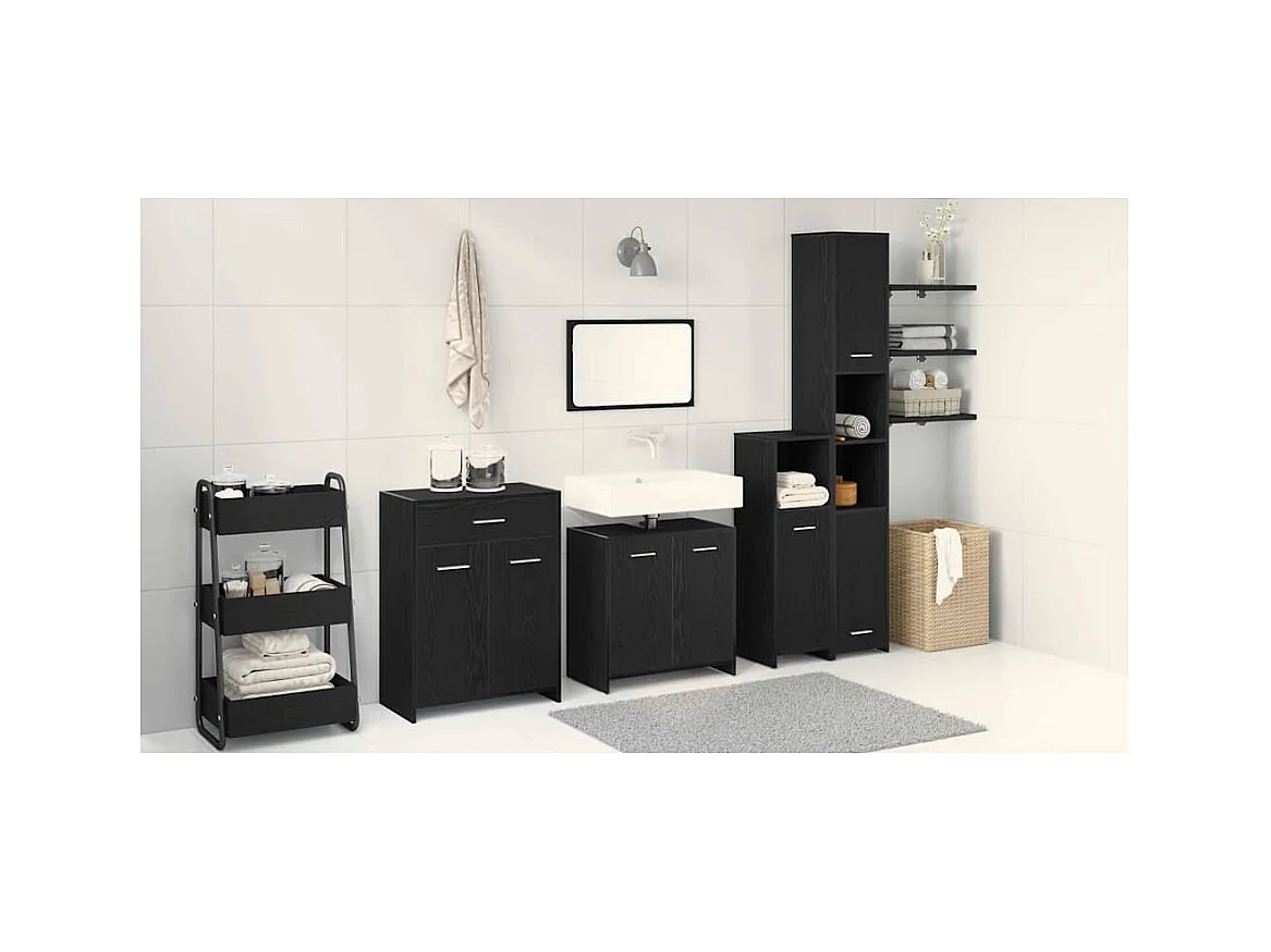 Ensemble de meubles de salle de bain 4 pcs Chêne noir