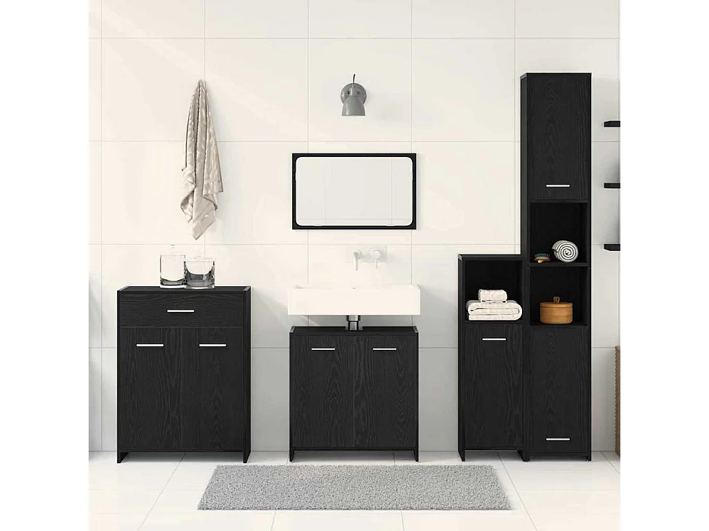 Ensemble de meubles de salle de bain 4 pcs Chêne noir