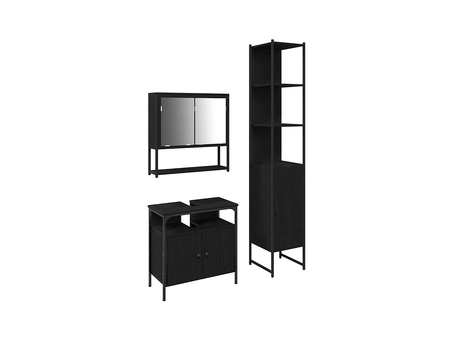 Ensemble de mobilier de salle de bain 3 pcs Chêne noir