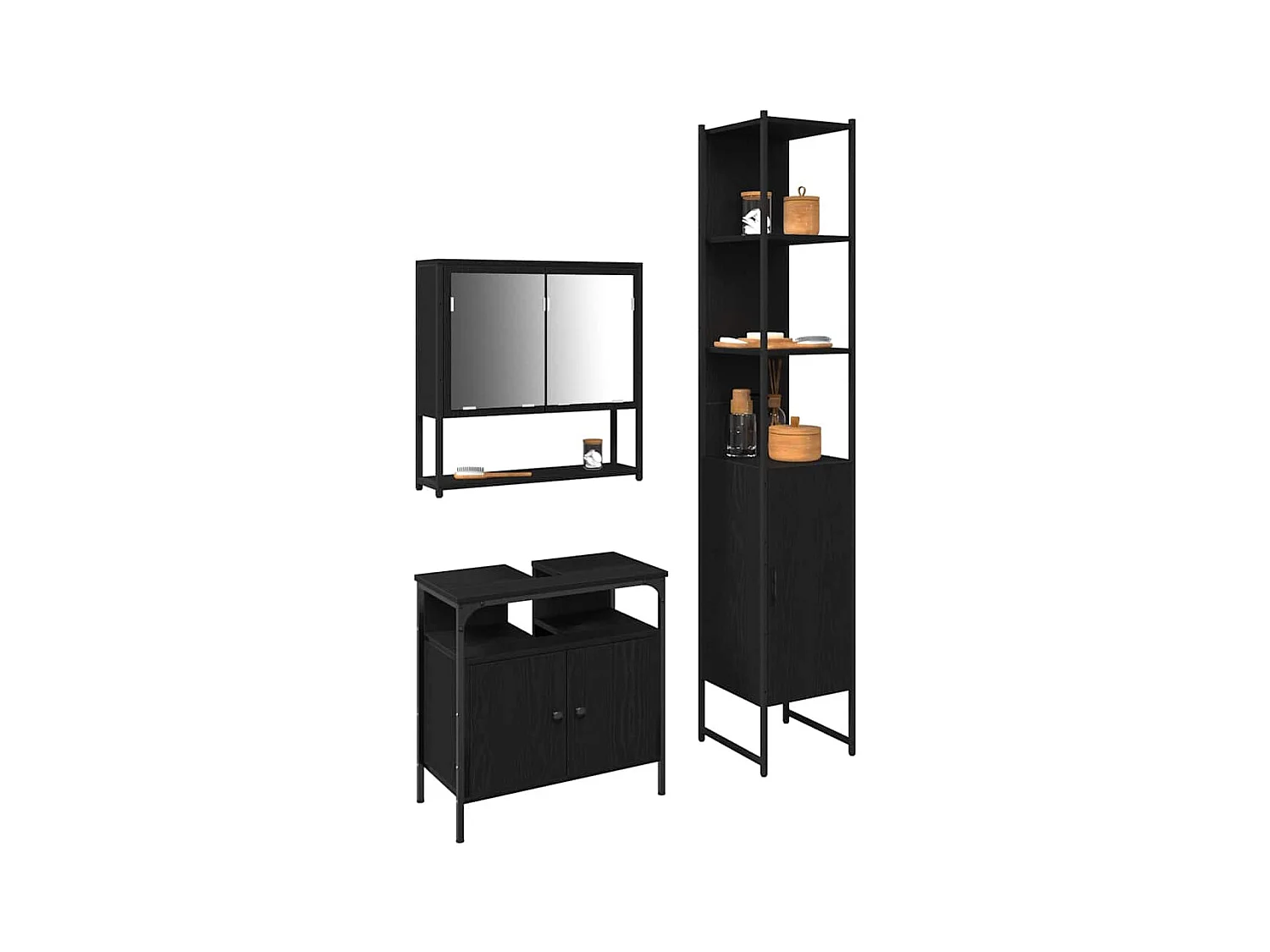 Ensemble de mobilier de salle de bain 3 pcs Chêne noir