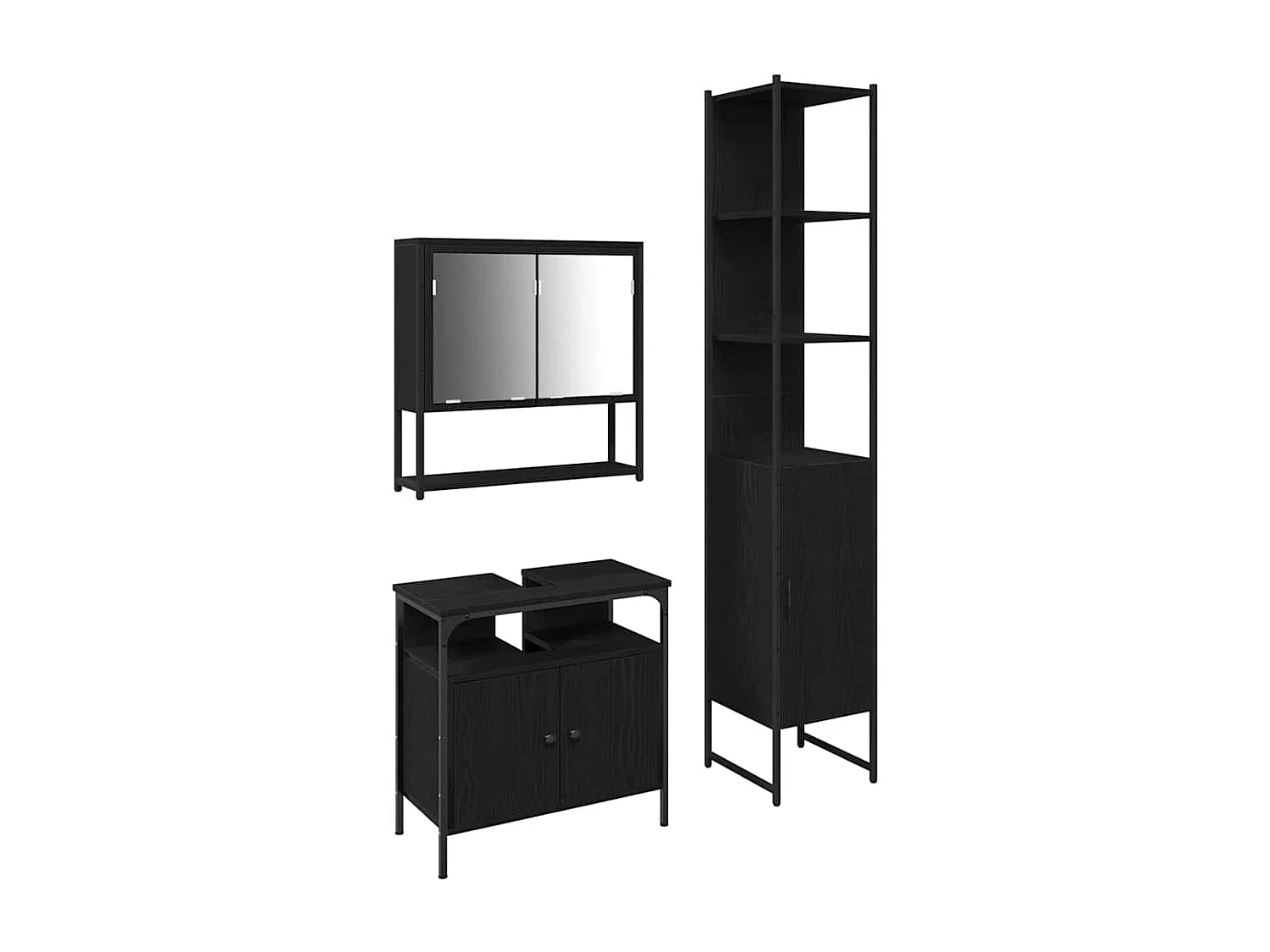 Ensemble de mobilier de salle de bain 3 pcs Chêne noir