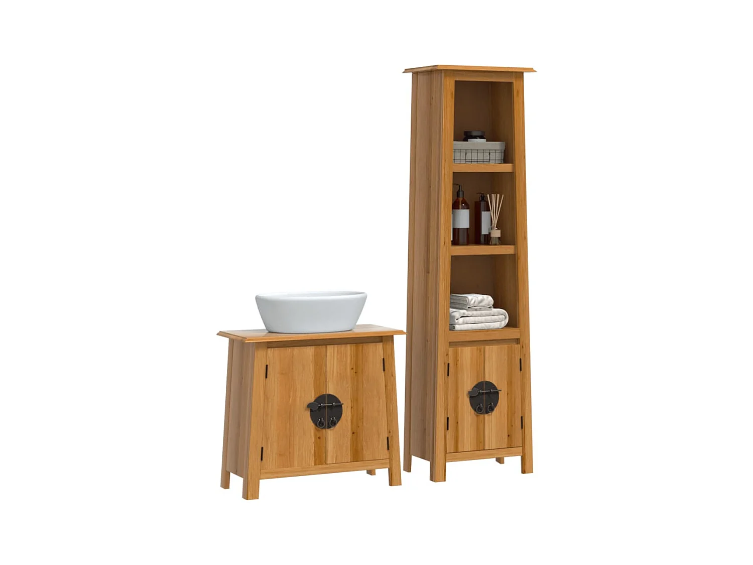 Ensemble de meubles de salle de bain 2 pcs bois de pin massif