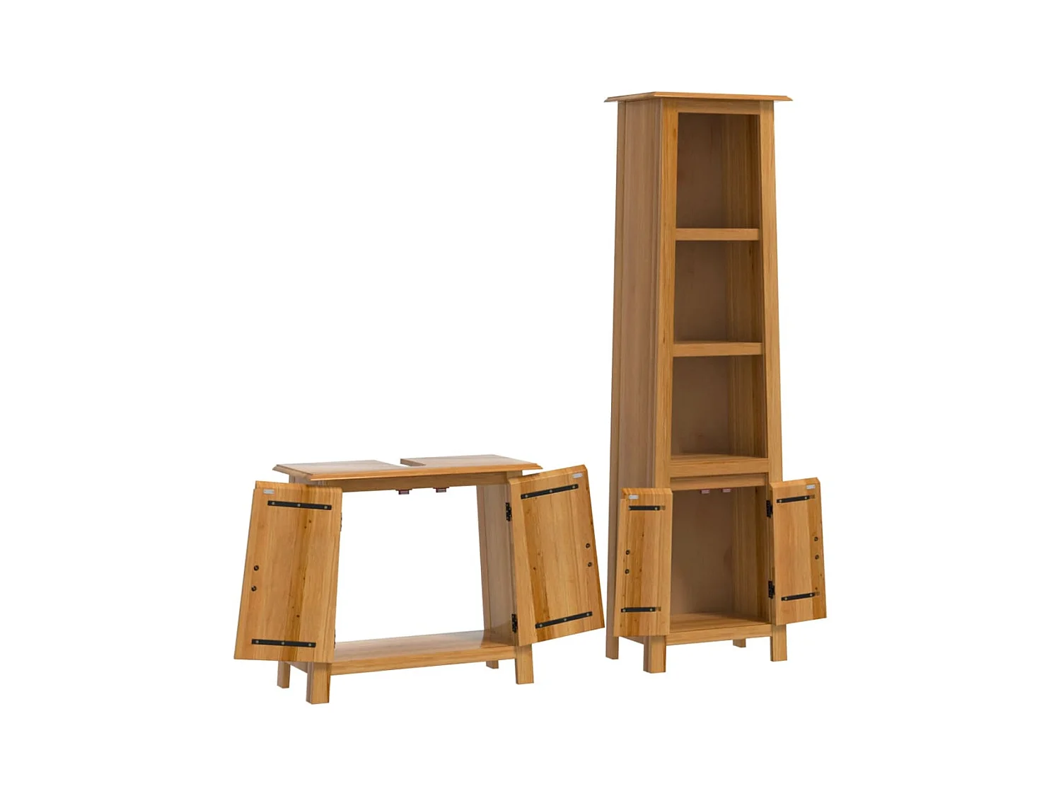 Ensemble de meubles de salle de bain 2 pcs bois de pin massif