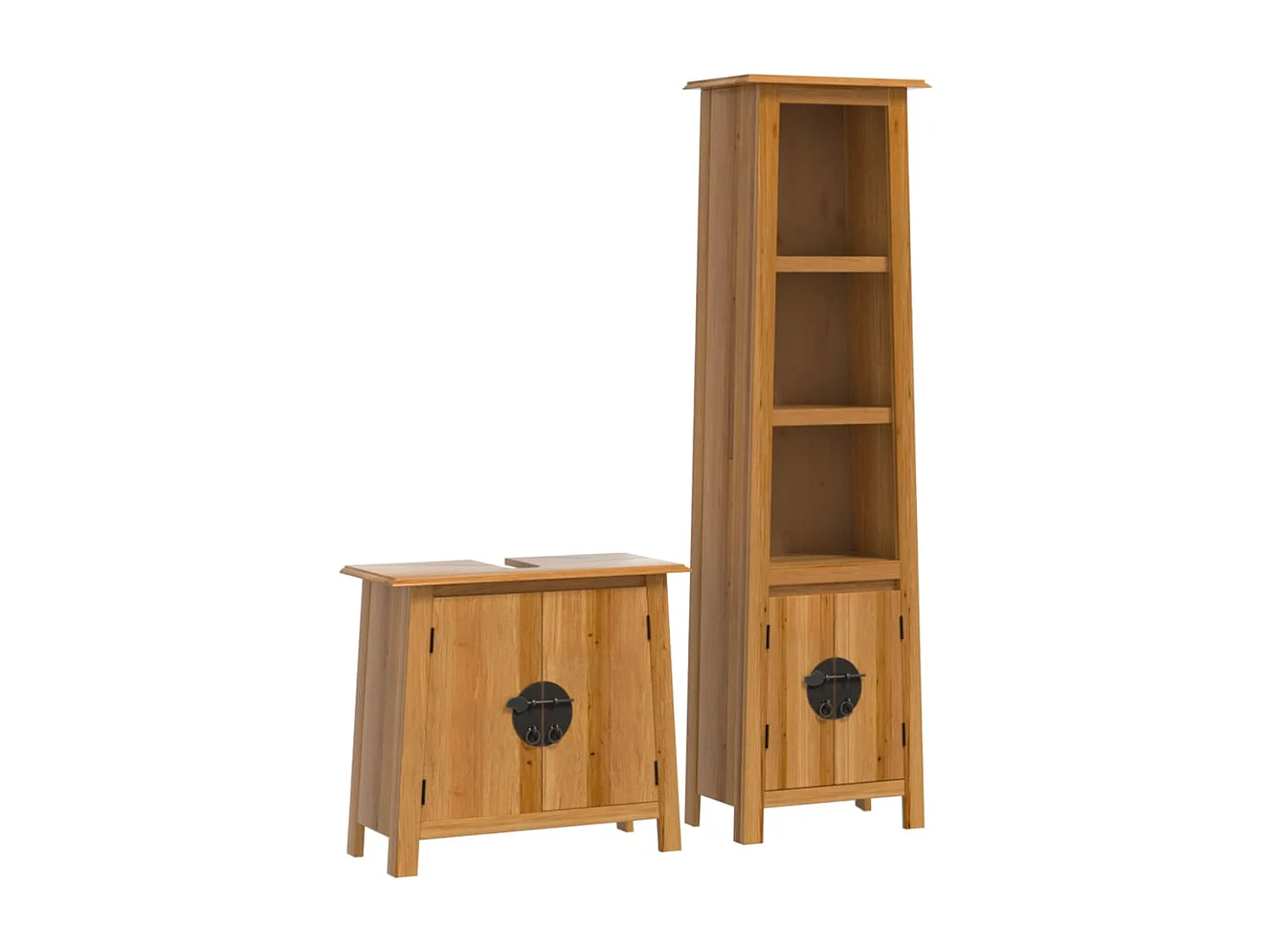 Conjunto de muebles de baño de 2 piezas fabricado en madera maciza de pino