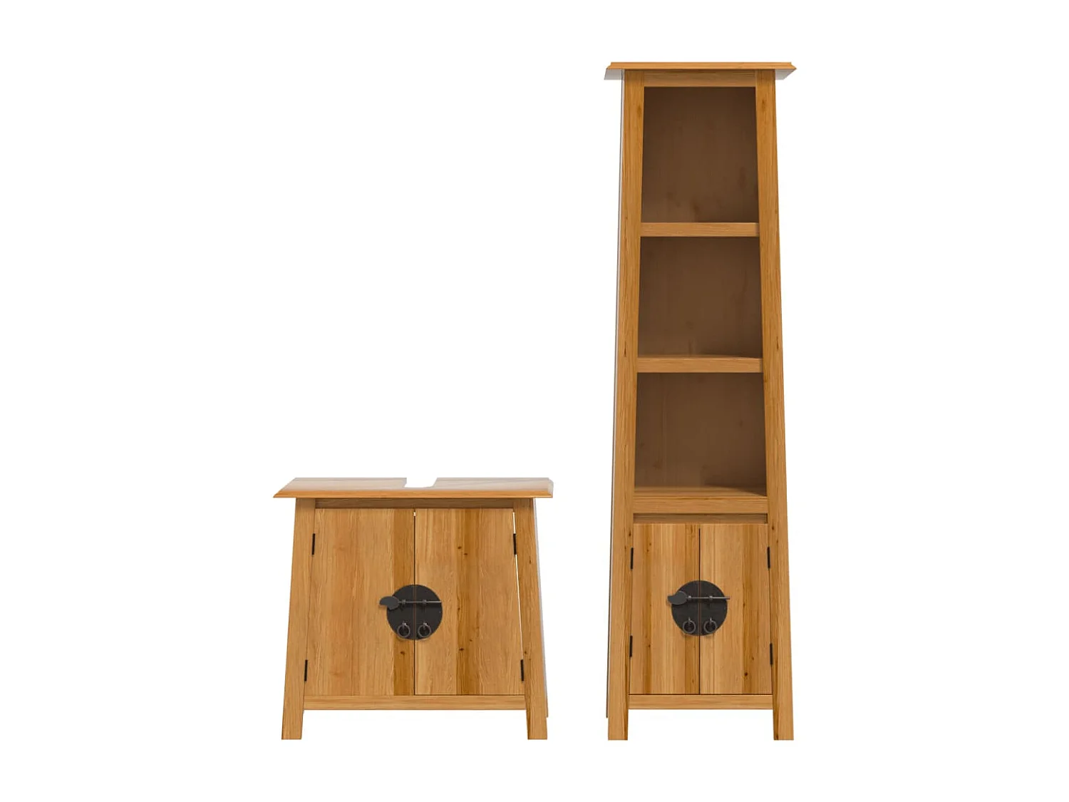 Conjunto de muebles de baño de 2 piezas fabricado en madera maciza de pino