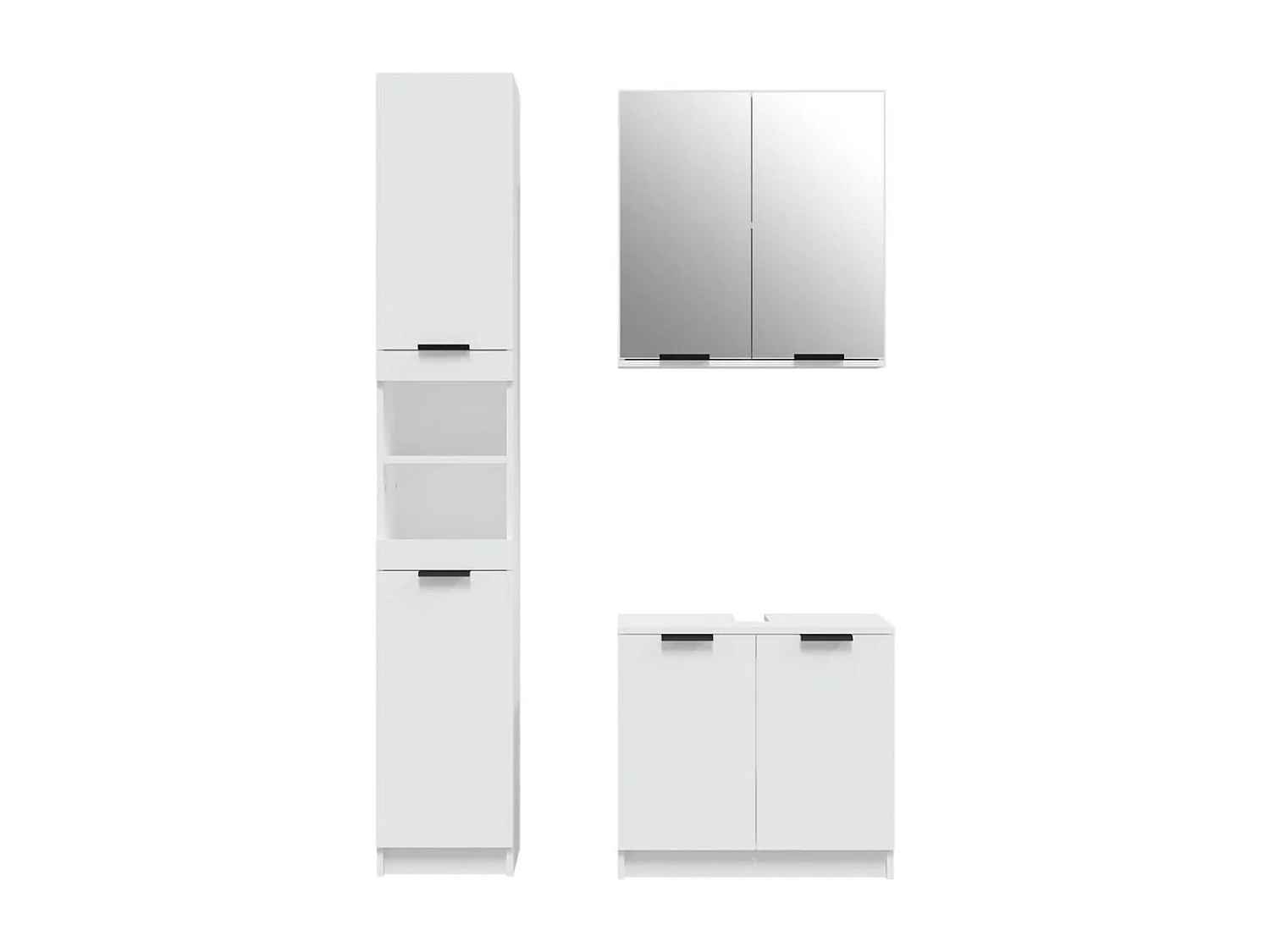 Ensemble d'armoires salle de bain 3 pcs blanc bois d'ingénierie