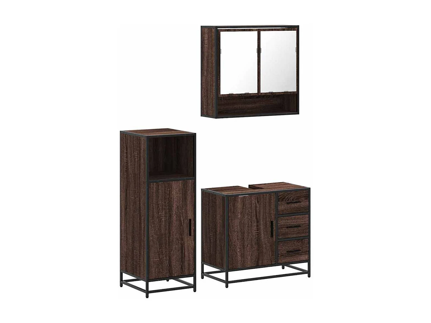 Ensemble de meubles de salle de bain 3 pcs Chêne marron